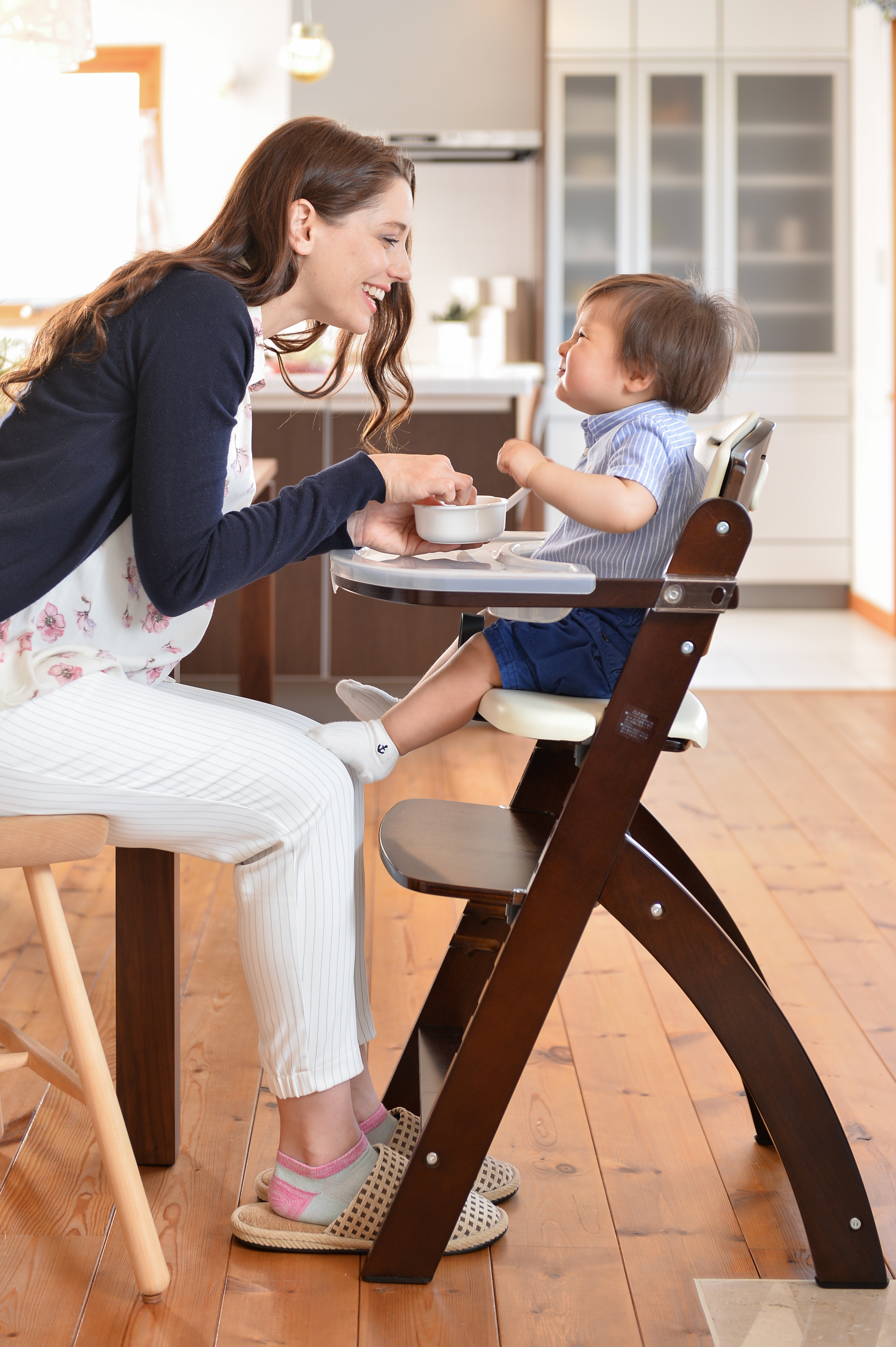 Mom and Baby Bond While Eating