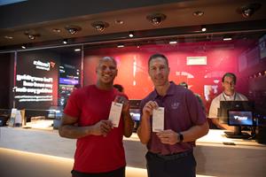 Ryan Shazier and RJ Umberger place the first bets at a special preview event for the new Fanatics Sportsbook in downtown Columbus, Ohio. The new 5,000 square foot retail sports betting location officially opens to the public on Friday, August 25.