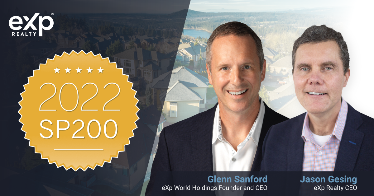 eXp World Holdings Founder and CEO Glenn Sanford and eXp Realty CEO Jason Gesing Move Up Rankings on Swanepoel Power 200