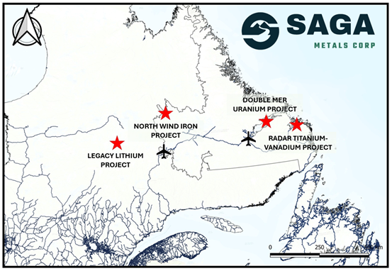 Saga Metals projects in Quebec and Labrador