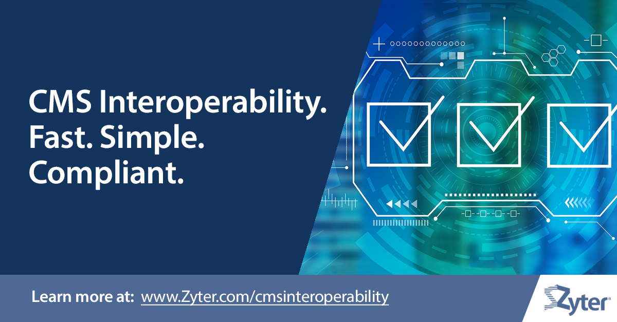 Zyter givers healthcare organizations and insurance payers the ability to provide patients/members with access to and full visibility of their medical records across all organizations and payers. As an experienced technology partner, Zyter provides the required converted APIs available for immediate use – out of the box – that organizations can deploy quickly to meet all compliance deadlines. Moreover, Zyter’s seamless interoperability solution has its own integrated platform that works with disparate systems across any enterprise. It also supports multiple digital communication types – email,
chat, mobile, and more – all with secure, standardized encryption that ensures that everything shared between healthcare organization, payer, and patient/member is in strict compliance.