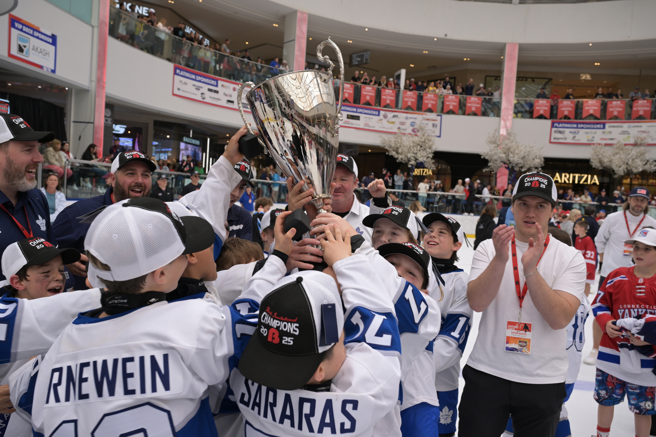 Toronto Pro Hockey celebrate their win at the 36th Annual Brick Invitational Hockey Tournament in Edmonton.