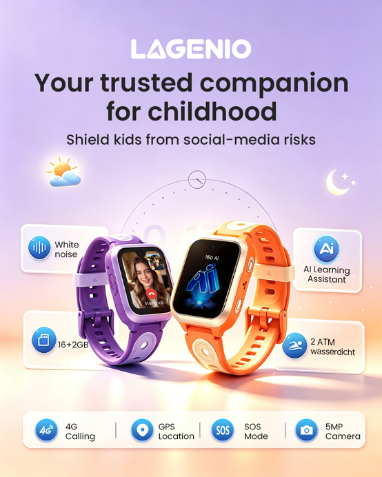 LAGENIO K11: 2ATM Waterproof, AI Learning, 4G calling, GPS - for safer childhood
