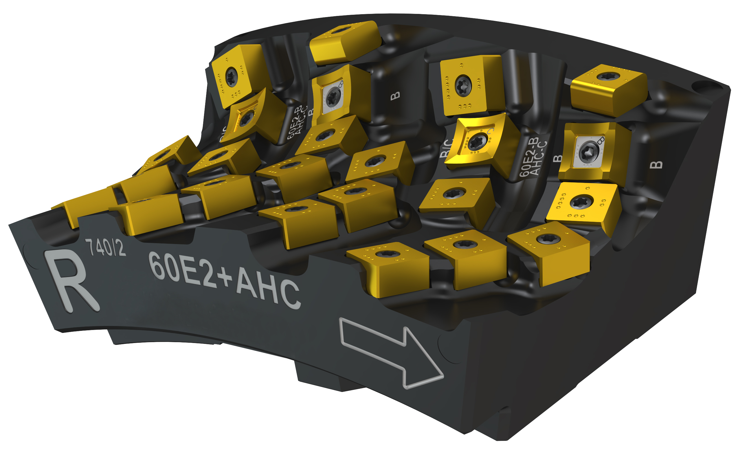 A specialist rail milling cutter equipped with indexable inserts for reliable and productive machining of rail profiles.