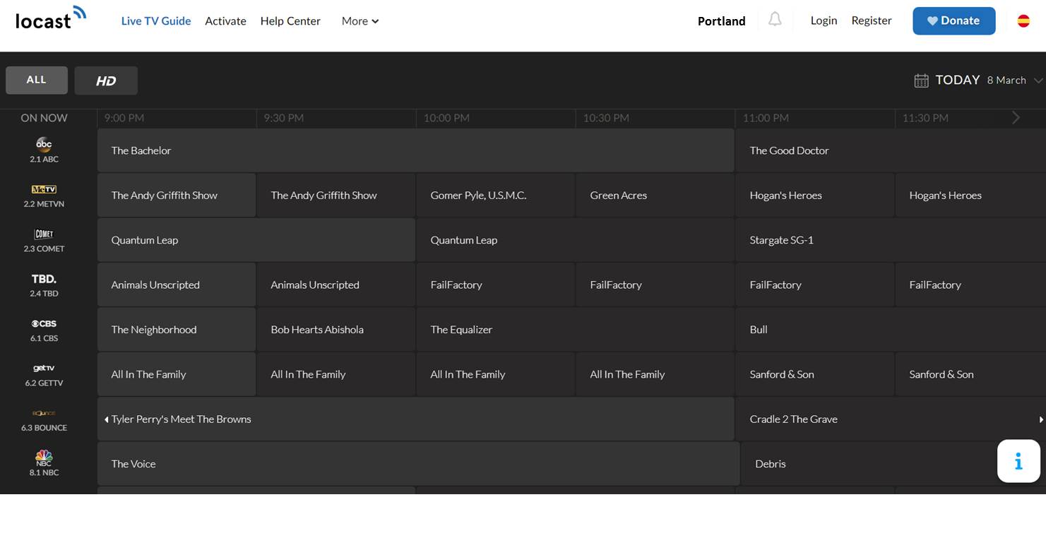 Locast Portland On-Screen TV Guide