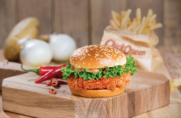 ChickQueen's Tandoori Chicken Sandwich is comprised of a crunchy, juicy double hand-breaded chicken breast fillet, spread with spicy tandoori sauce, fresh lettuce and served on a toasted seeded bun.