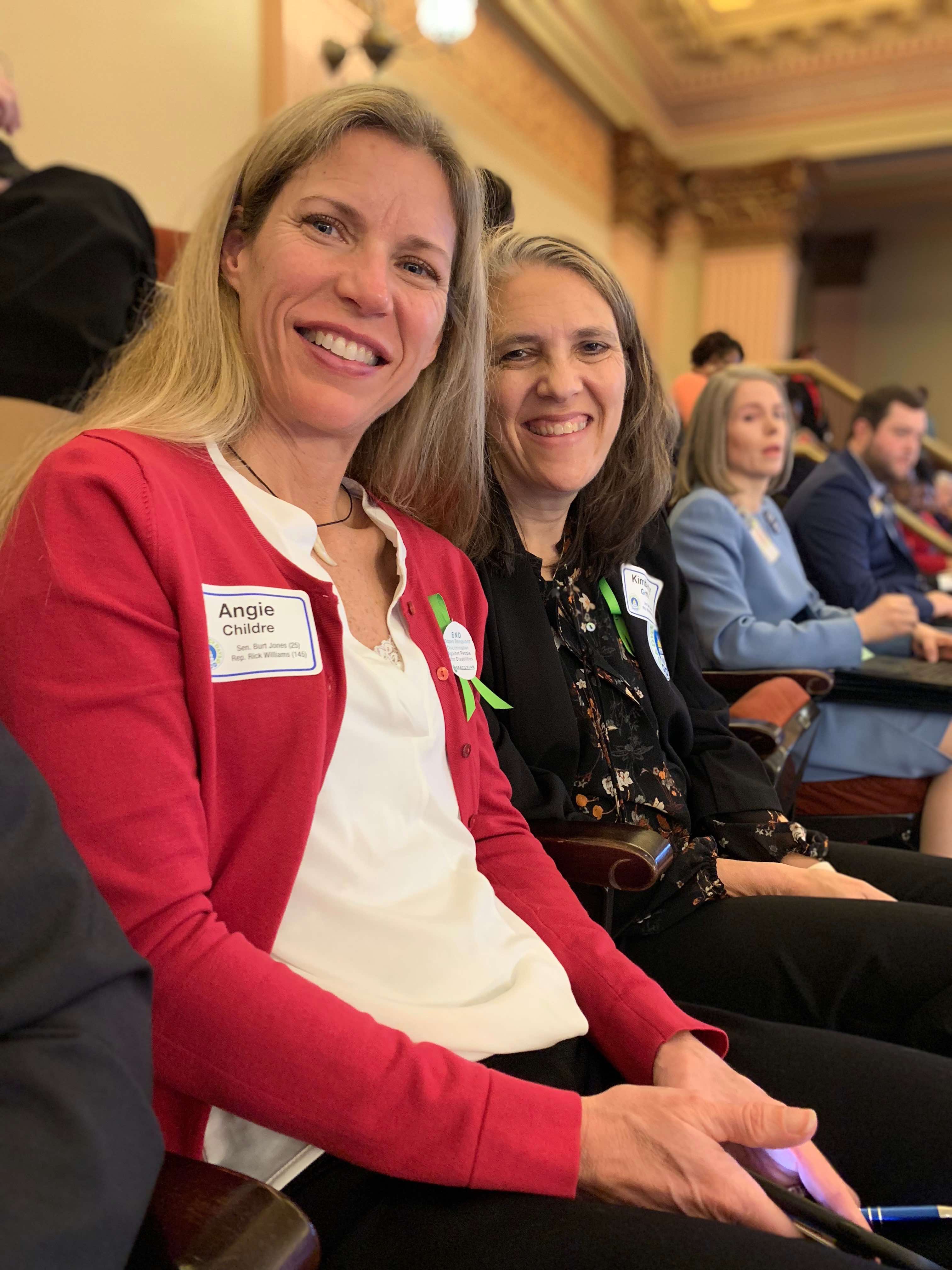 Georgia College doctoral nursing students Angie Childre and Kimberly Griffin at the Georgia State Capital Wednesday, Feb. 29, supporting Nobles' cause. Both women were instrumental in educating state legislators about rights for all individuals.