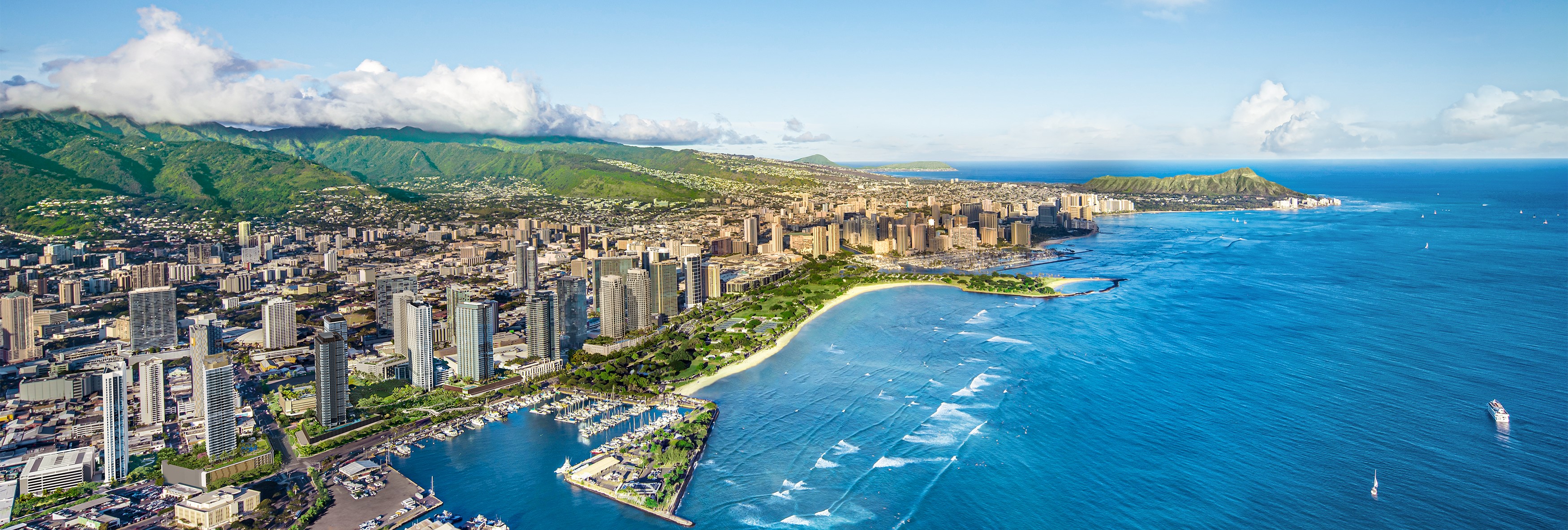 Aerial of Ward Village® on O'ahu's South Shore