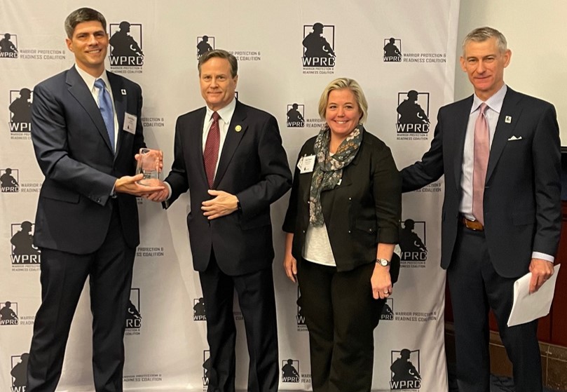 U.S. Representative Donald Norcross (NJ-1) accepts the 2024 Sentinel Award presented by WPRC Board Chairman Justin Mayer, Secretary Amy Coyne, and Executive Director David Costello