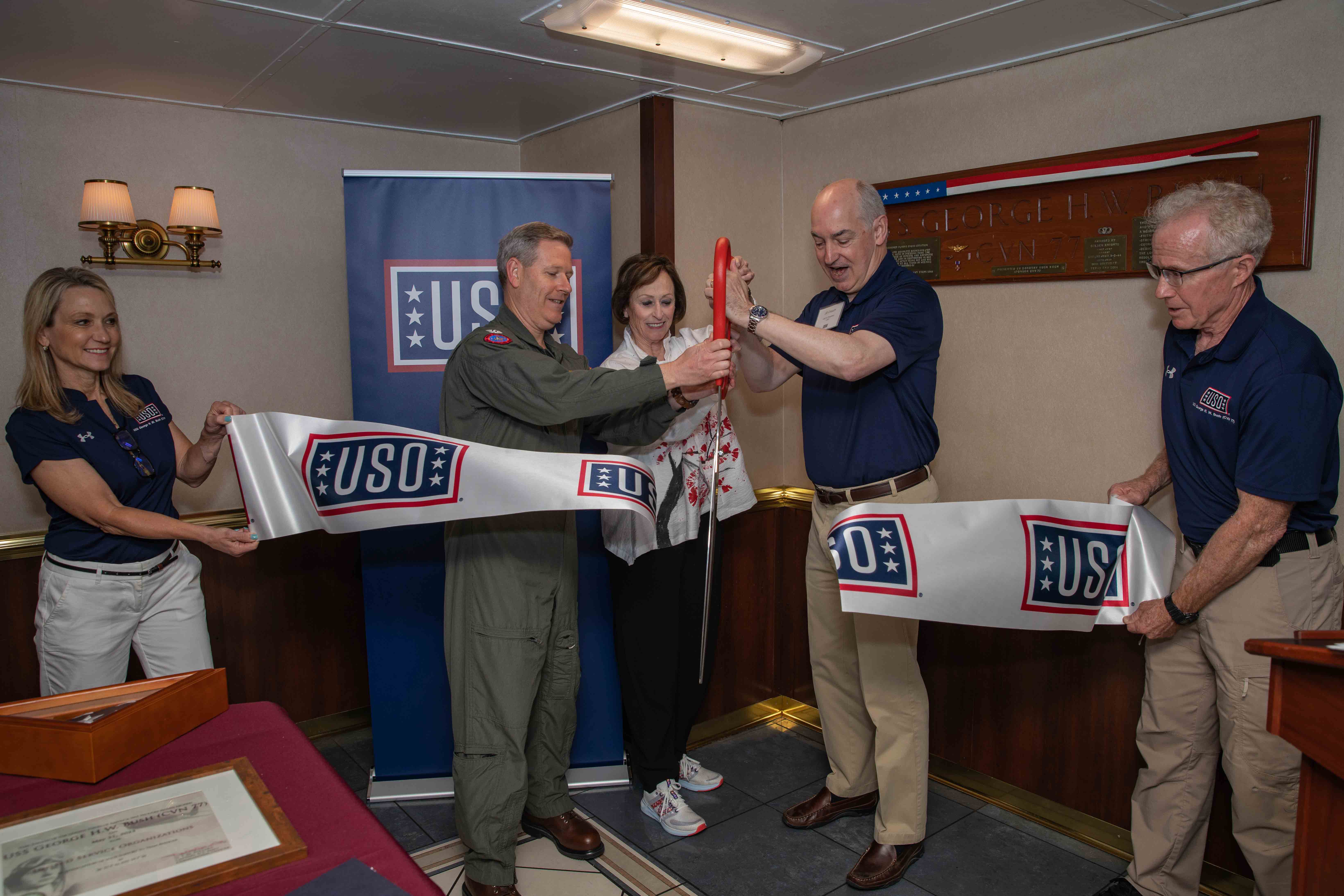USO ribbon cutting ceremony aboard USS George H.W. Bush (CVN 77)