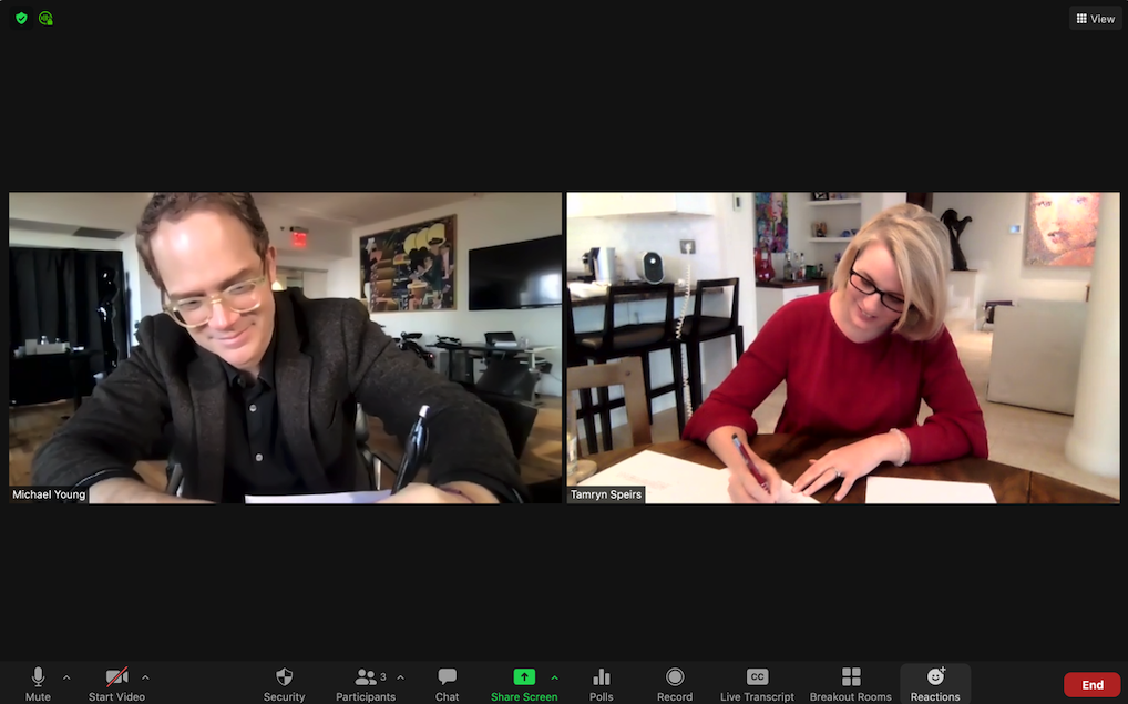 Michael Young, President of New York Film Academy, and Candice Poole, Founder and Director of Act Cape Town, signing the MoU