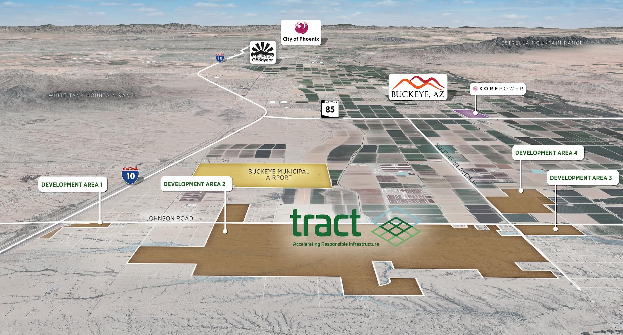 Rendering of Tract’s Buckeye, Arizona data center campus site