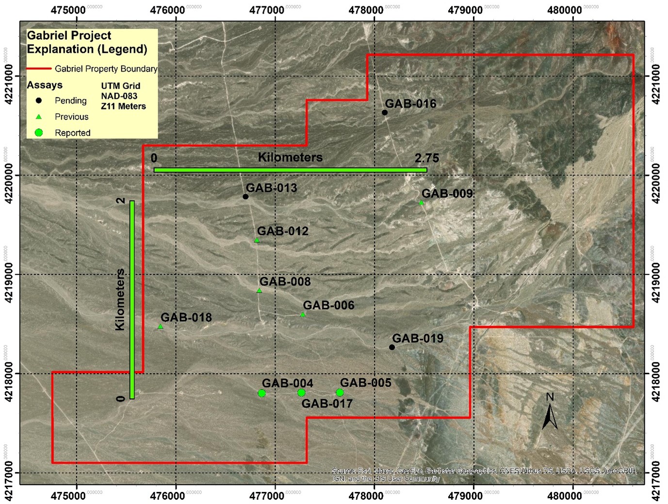 Gabriel Phase 1 Drill Hole Location Map