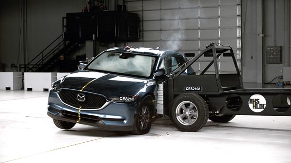 2021 Mazda CX-5 in the updated IIHS side crash test