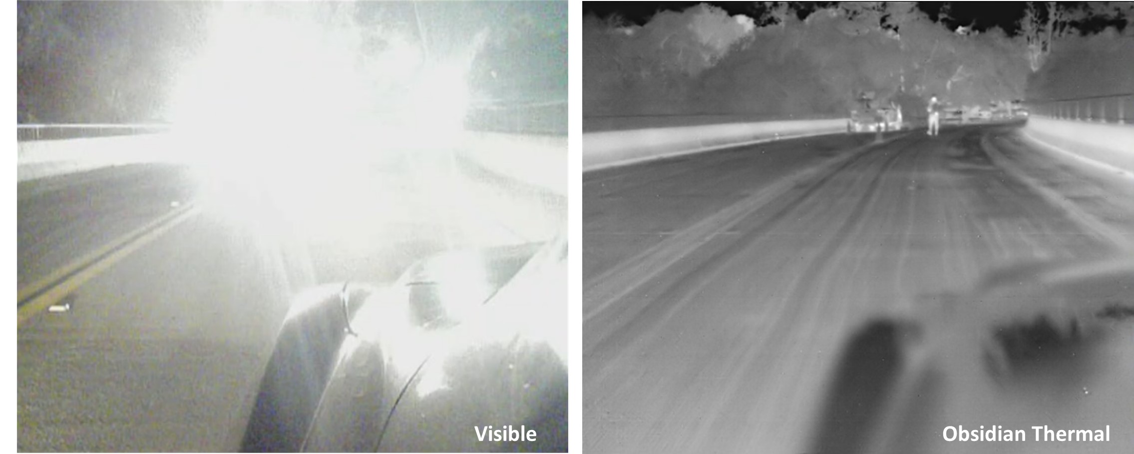 A dangerous nighttime driving situation can be averted with a thermal camera