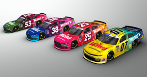 The four teams Wawa is sponsoring at the Wawa 250 Powered by Coca-Cola include(L-R): Natalie Decker, Emerling Gase Racing; Joe Graf Jr., RSS Racing; Brett Moffitt, AM Racing; and JJ Yeley, SSGreenLight Racing.