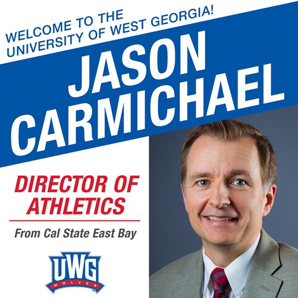 The next director of athletics at the University of West Georgia will travel 2,400 miles east to Go West. UWG President Dr. Brendan Kelly announced the naming of Jason Carmichael as the institution’s next athletics director Thursday. Carmichael currently serves as director of intercollegiate athletics at California State University East Bay and will begin his new role at UWG on Monday, April 19.