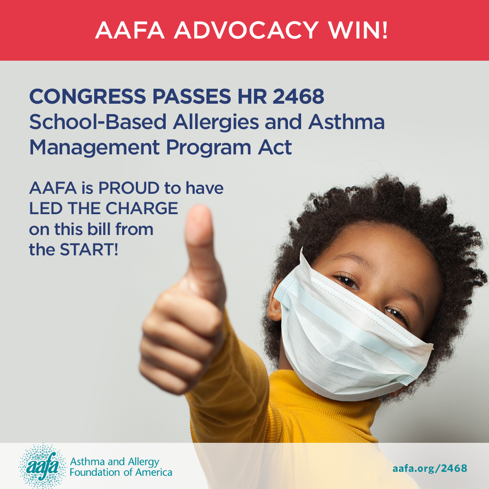 This is a health advocacy win the Asthma and Allergy Foundation of America (AAFA) is extremely proud of. AAFA's championed and supported this legislation from the start.