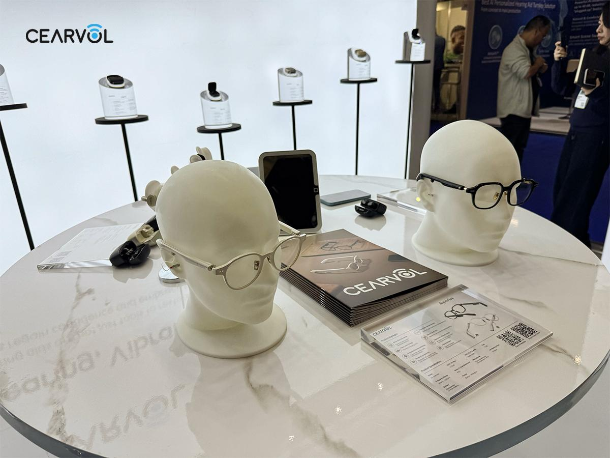 Close-up of Cearvol Aquarius Hearing Glasses showing sleek design and style
