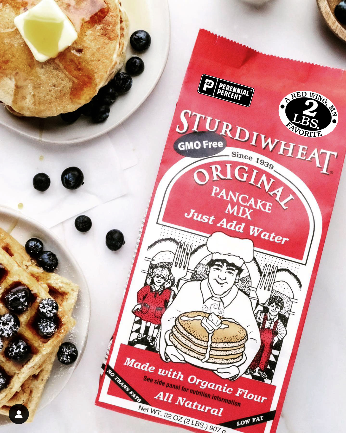 Sturdiwheat Original Pancake Mix with Perennial Percent™ Label