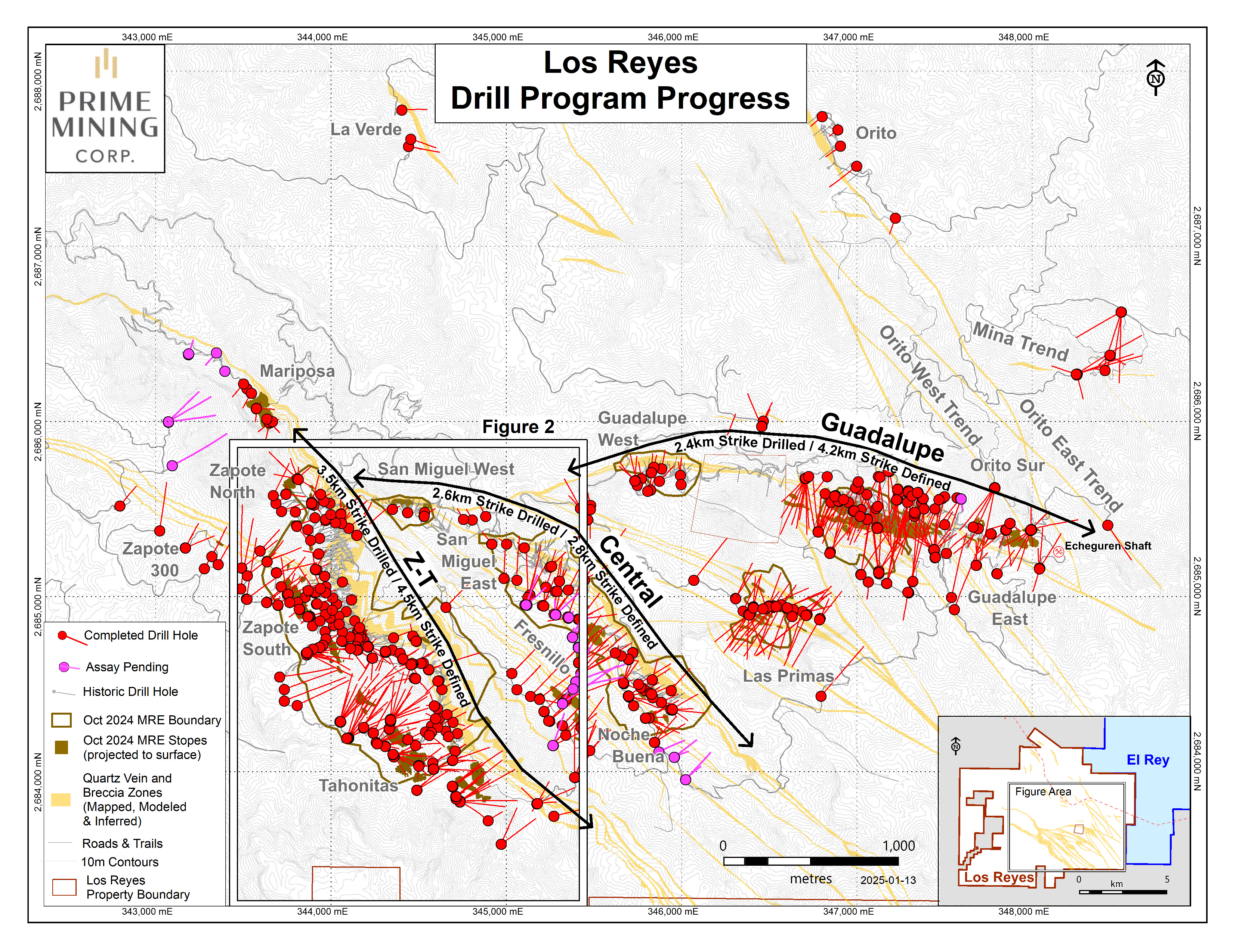 Figure 1 - Los Reyes Drill Program Progress_Jan 2025