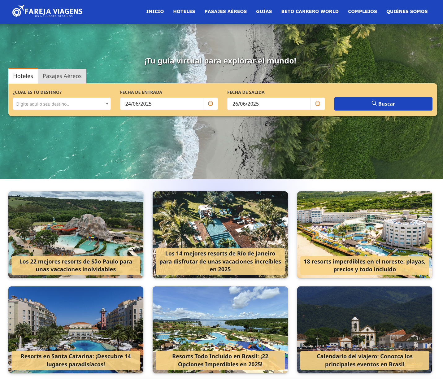 Nuevo diseño del sitio web de Fareja Viagens