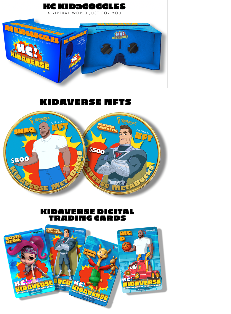 KARTOON CHANNEL! KIDAVERSE will feature a fully-integrated design, including custom avatars and emojis for kids, exclusive games, branded Kidaverse VR goggles, immersive content and NFTs for kids (“KFT”s)