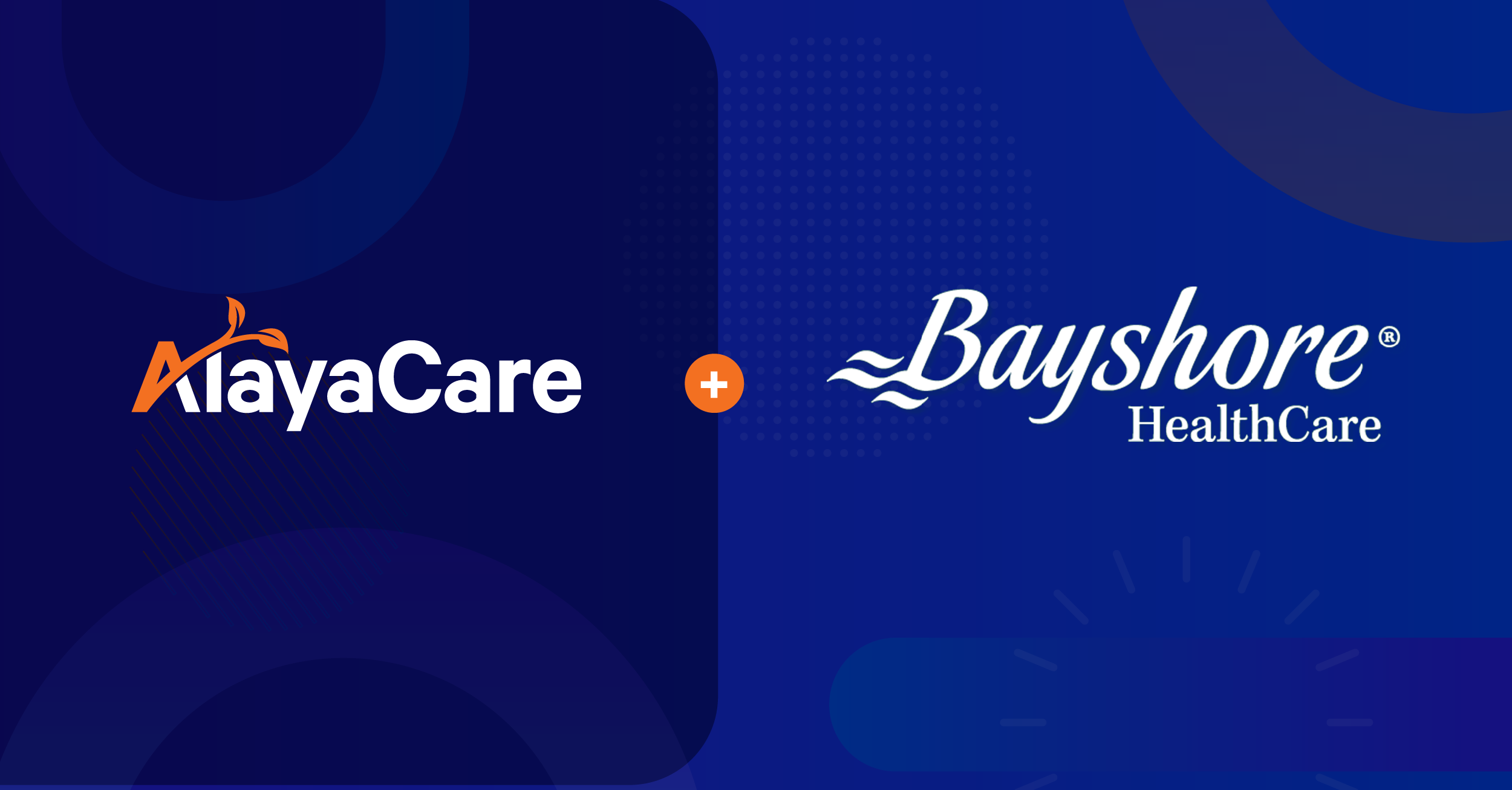 AlayaCare and Bayshore HealthCare logos on blue background