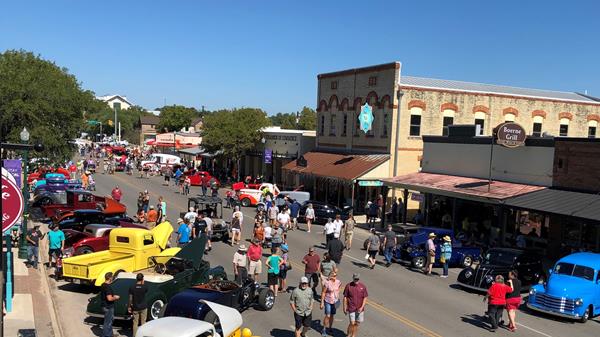 Stroll Down the Center of Main Street in Boerne During the Hill Country Mile Rod Run.