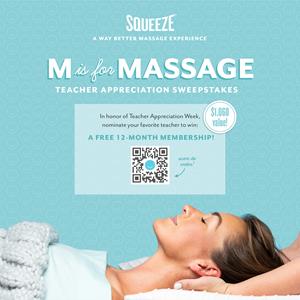 Squeeze Celebrates Teachers with Massage Membership National Sweepstakes