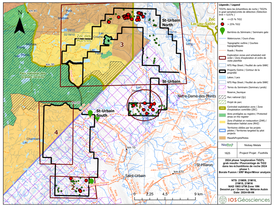 NioBay Metals Intercepts Up to 22% Titanium (TiO₂) in its Drillings on Zone 1 of the Foothills Property