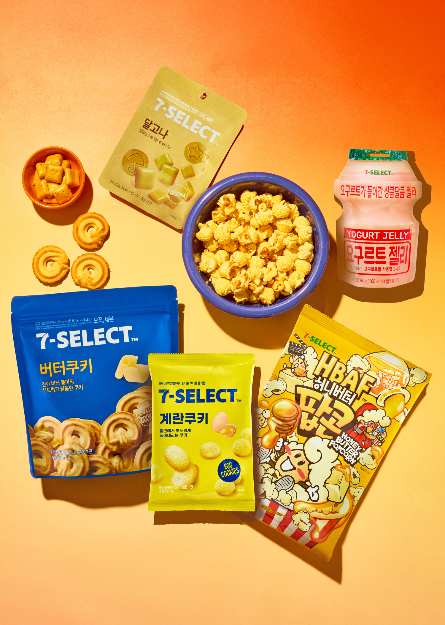 7-Eleven Korea’s top snacks come to Canadian stores this Fall, 7-Select™ Tteokbokki Snacks, Yogurt Jelly Gummies, & Honey Butter popcorn.
