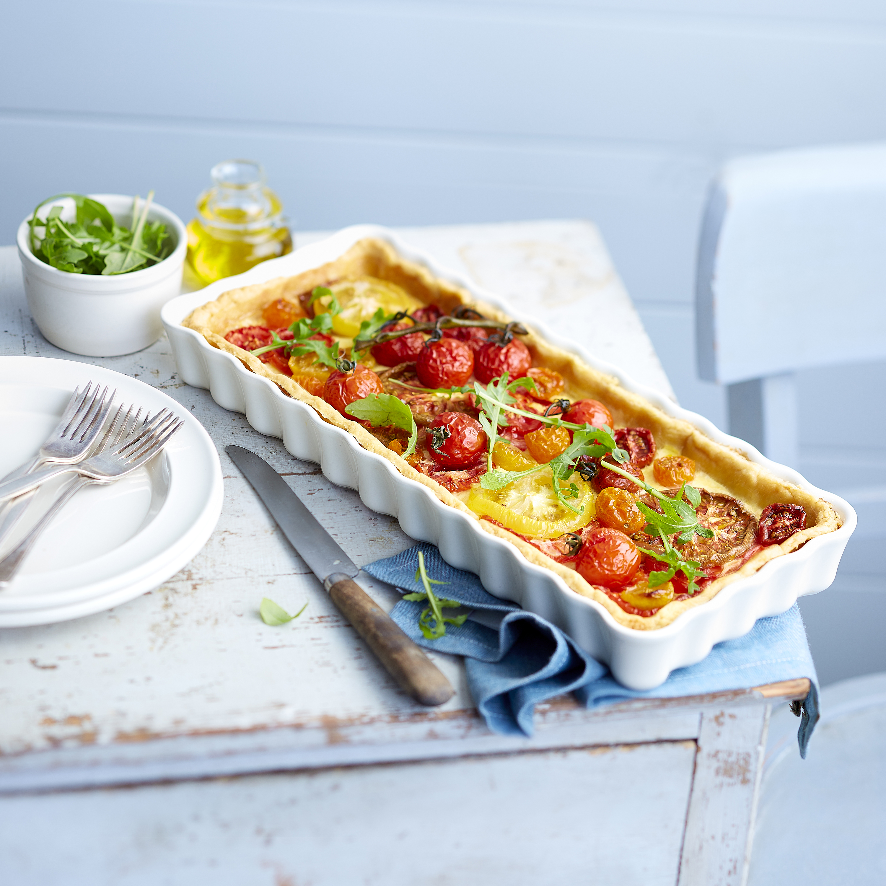 Tomato Tart baked in the Emile Henry Slim Tart Dish.