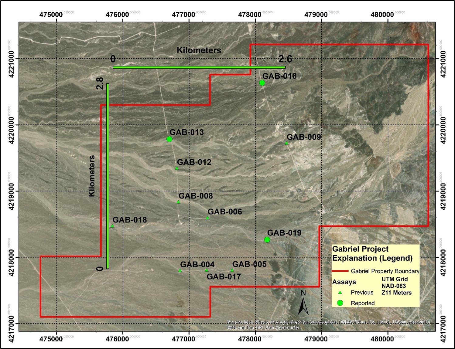 Gabriel Phase 1 Drill Hole Location Map