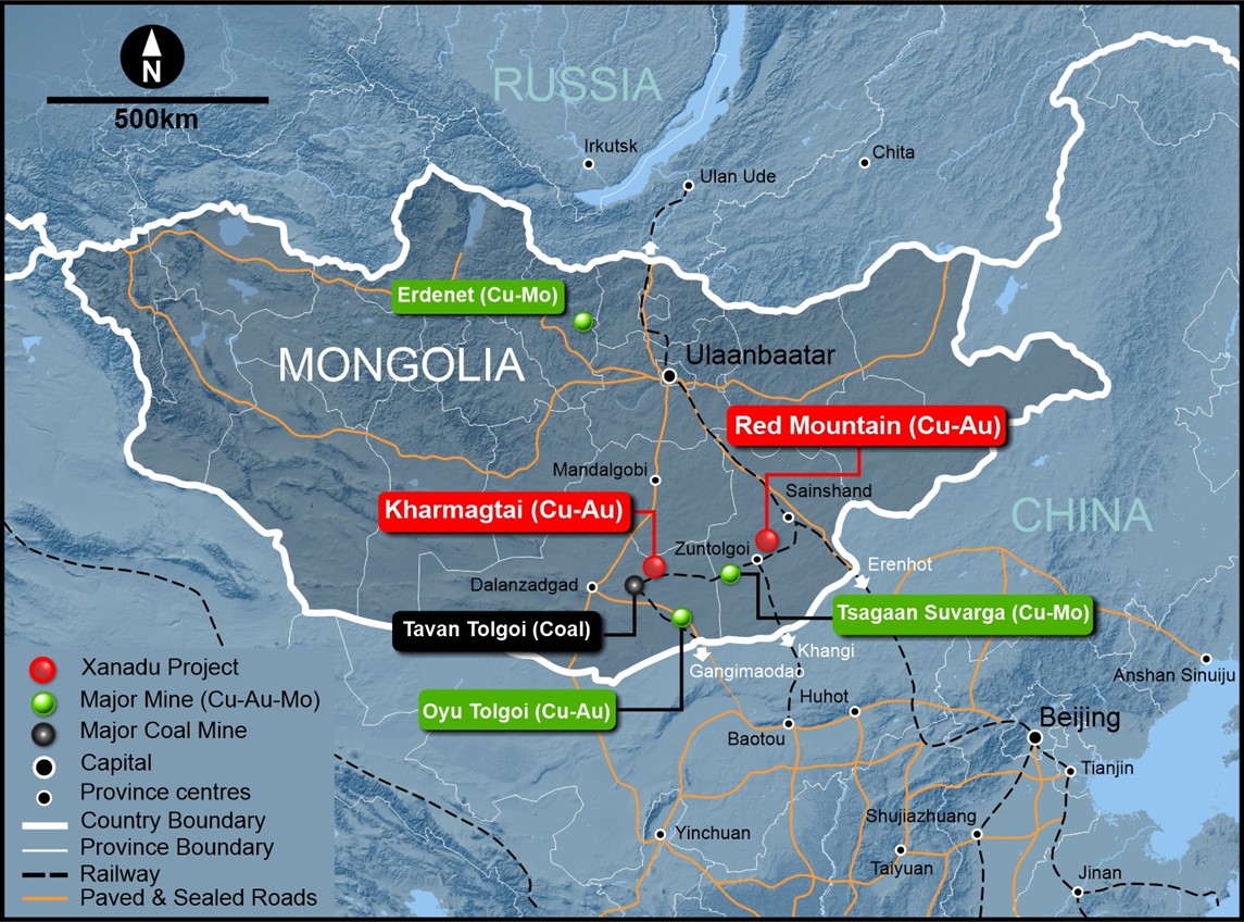 Location of Xanadu Projects in the South Gobi region of Mongolia