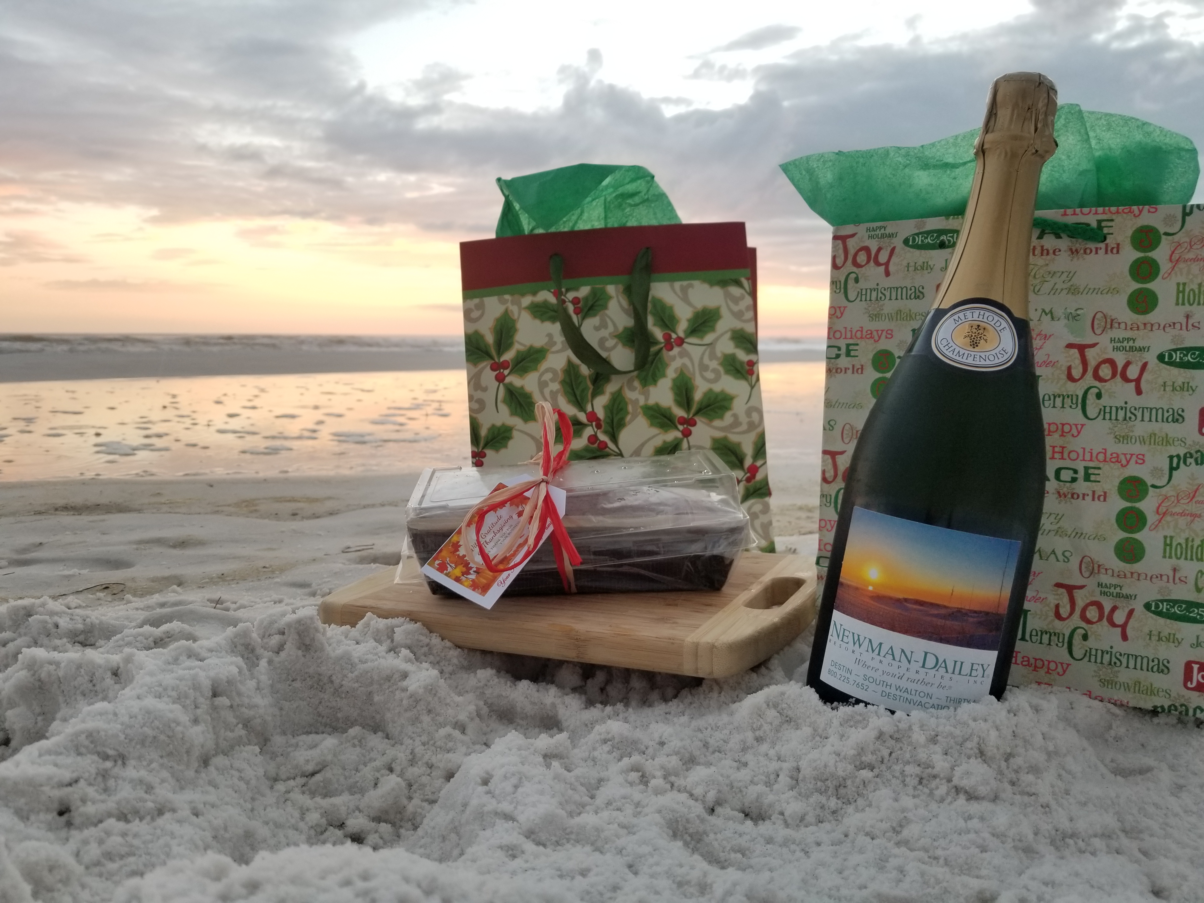 Newman-Dailey Resort Properties, a premier Destin vacation rental company, is welcoming families with a fresh baked loaf of bread for the holidays and sparkling wine for New Year's Eve celebrations.
