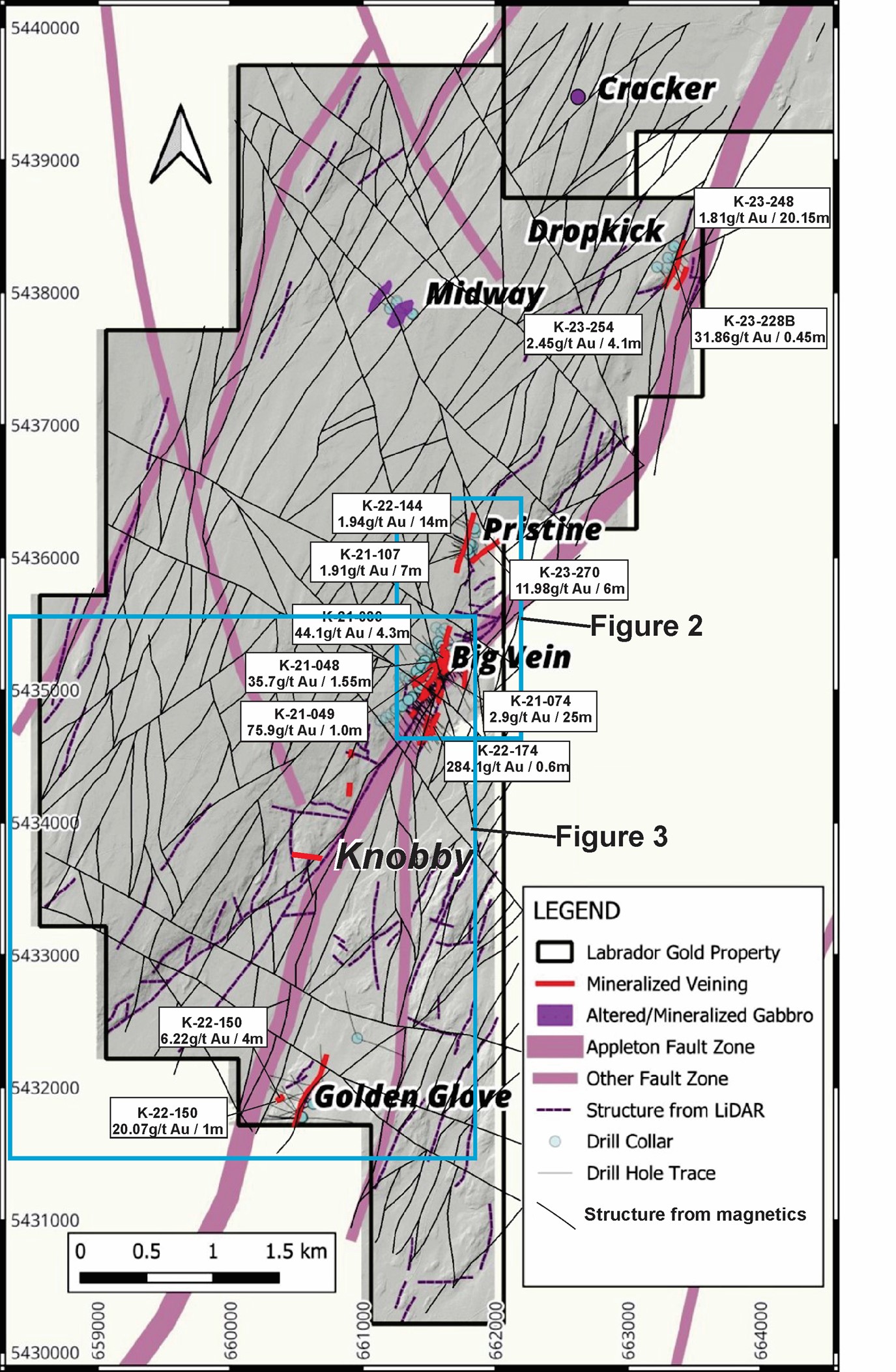 LabGold discoveries along the Appleton Fault Zone.
