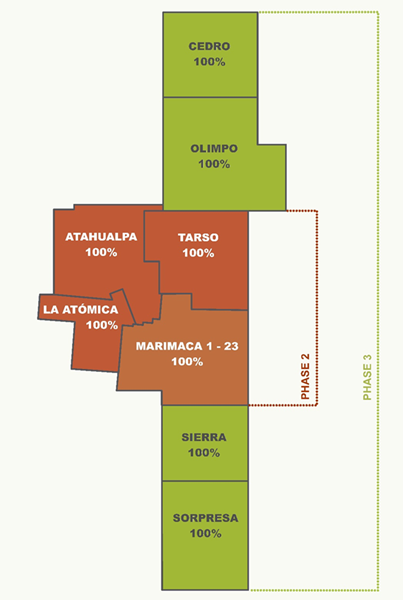 Figure 1: 100% owned Marimaca 1-23 claim and the 100% controlled Marimaca project
