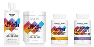 The New Whitney Johns Product Line includes BRAIN ACTIVATE (in gel and powder form), ACTIVE for physical performance support, and WOMEN’S HORMONE SUPPORT.