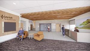 Artist rendering of the lobby at Sutter Health Ambulatory Care Center and Surgery Center at Samaritan Court in San Jose, Calif.