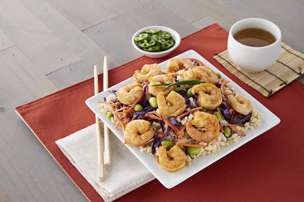 Pacific Seafood's new seasoned shrimp in honey jalapeno flavor helps get meals, like this stir-fry, on the table in less than 5 minutes.
