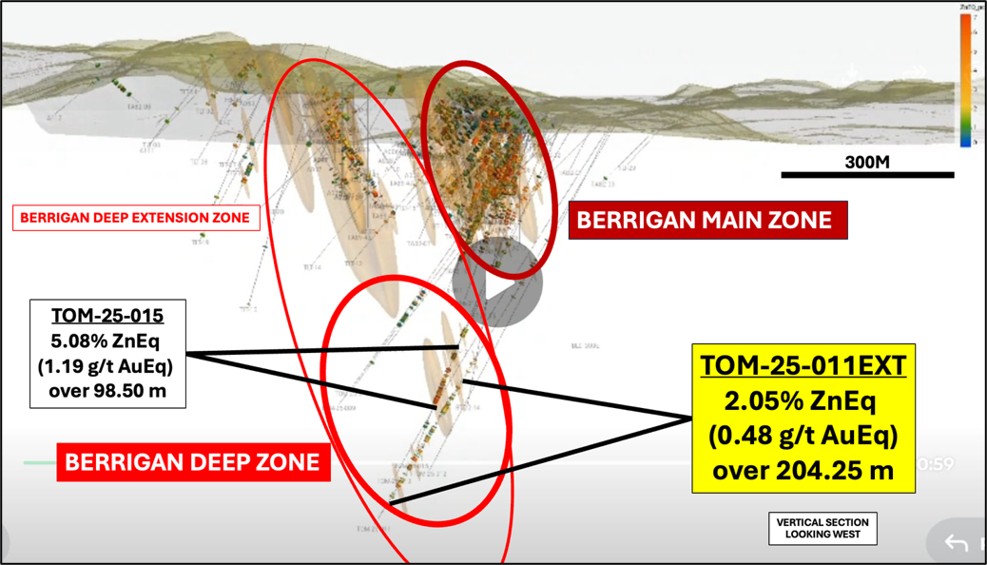 Vertical section of Berrigan Deep Zone, looking west