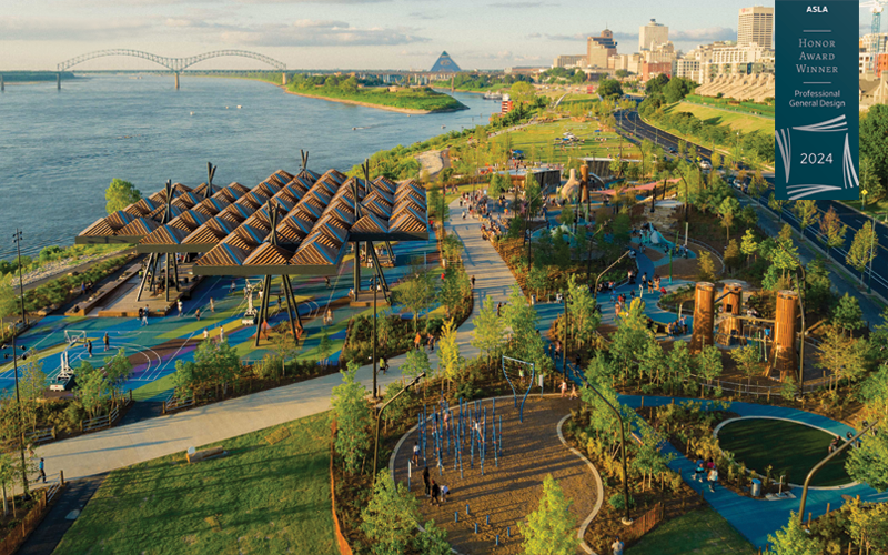 ASLA 2024 Professional General Design Honor Award. Tom Lee Park: "Come to the River." Memphis, Tennessee. SCAPE Landscape Architecture PLLC; Studio Gang / Connor Ryan