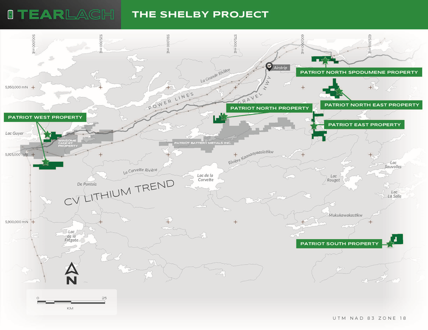 Tearlach’s Quebec properties overview map “The Shelby Project”