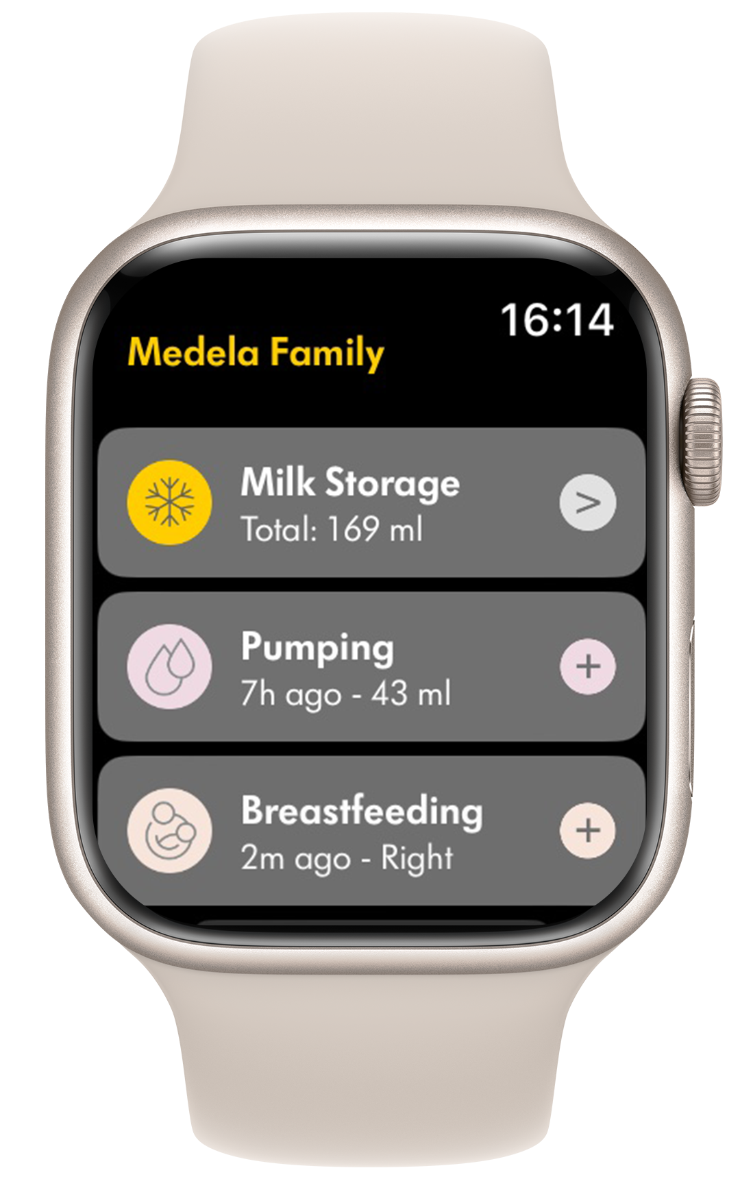 Medela Family Smart Watch App Display