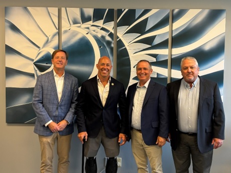 From Left to Right: Kratos Turbine Technologies Division President Stacey Rock, Congressman Brian Mast, VP Business Development Chris Lykins, and SVP Florida Turbine Technologies Dean Johnson