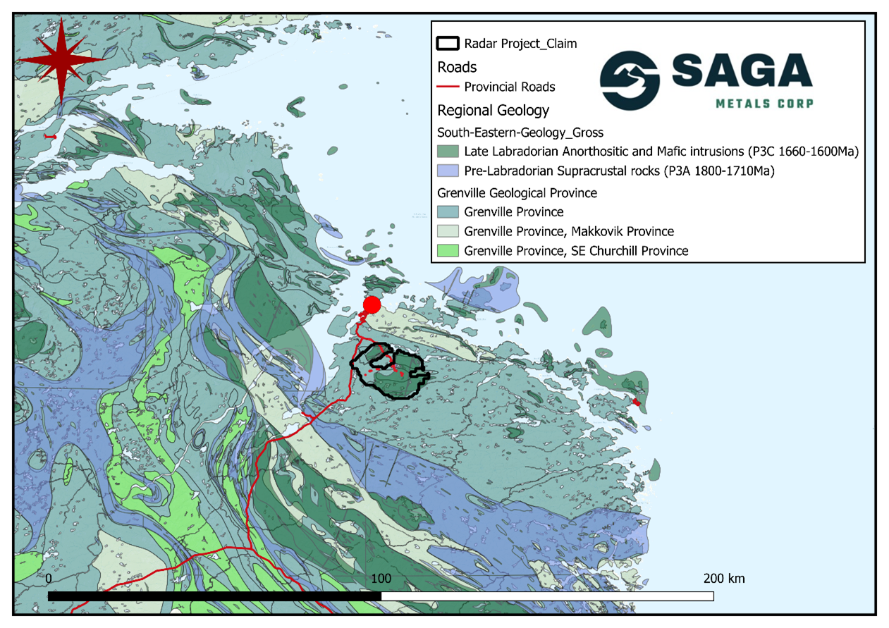 Regional geology of the southeastern Grenville Province and the Radar property 