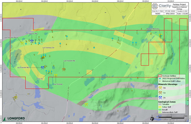 Clarity Metals' Fecteau Project Targets.