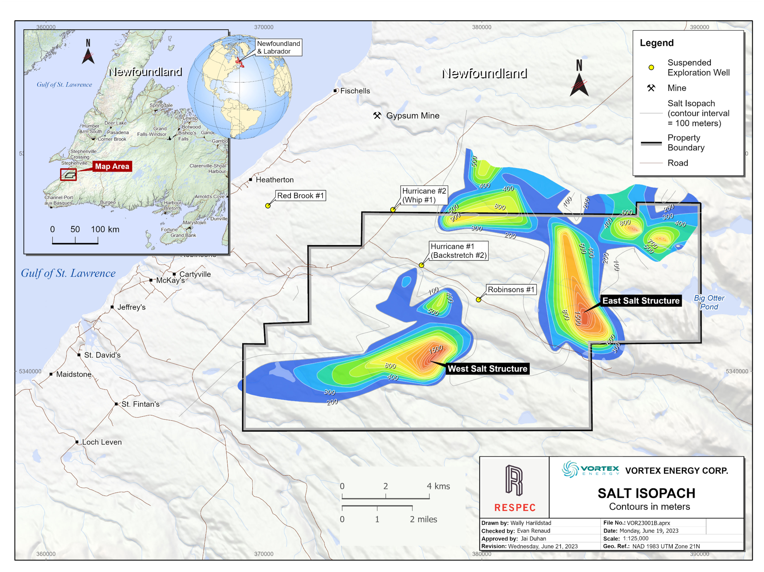 Isopach Map Showing the Thickness of the East and West Salt Structures in Robinsons River Salt South