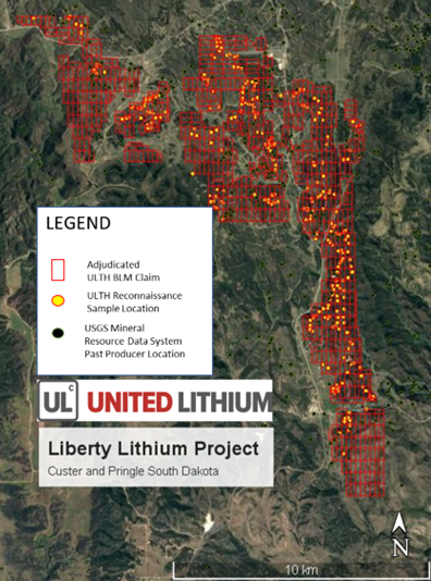 Liberty Lithium Project Adjudicated Lode Claims, Custer and Pringle, Black Hills, South Dakota, USA